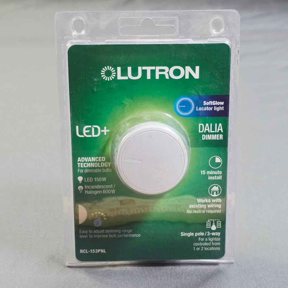 Lutron Dalia RCL-153PNL Dimmer Switch Unisex One Size White LED+ Rotary 3-Way